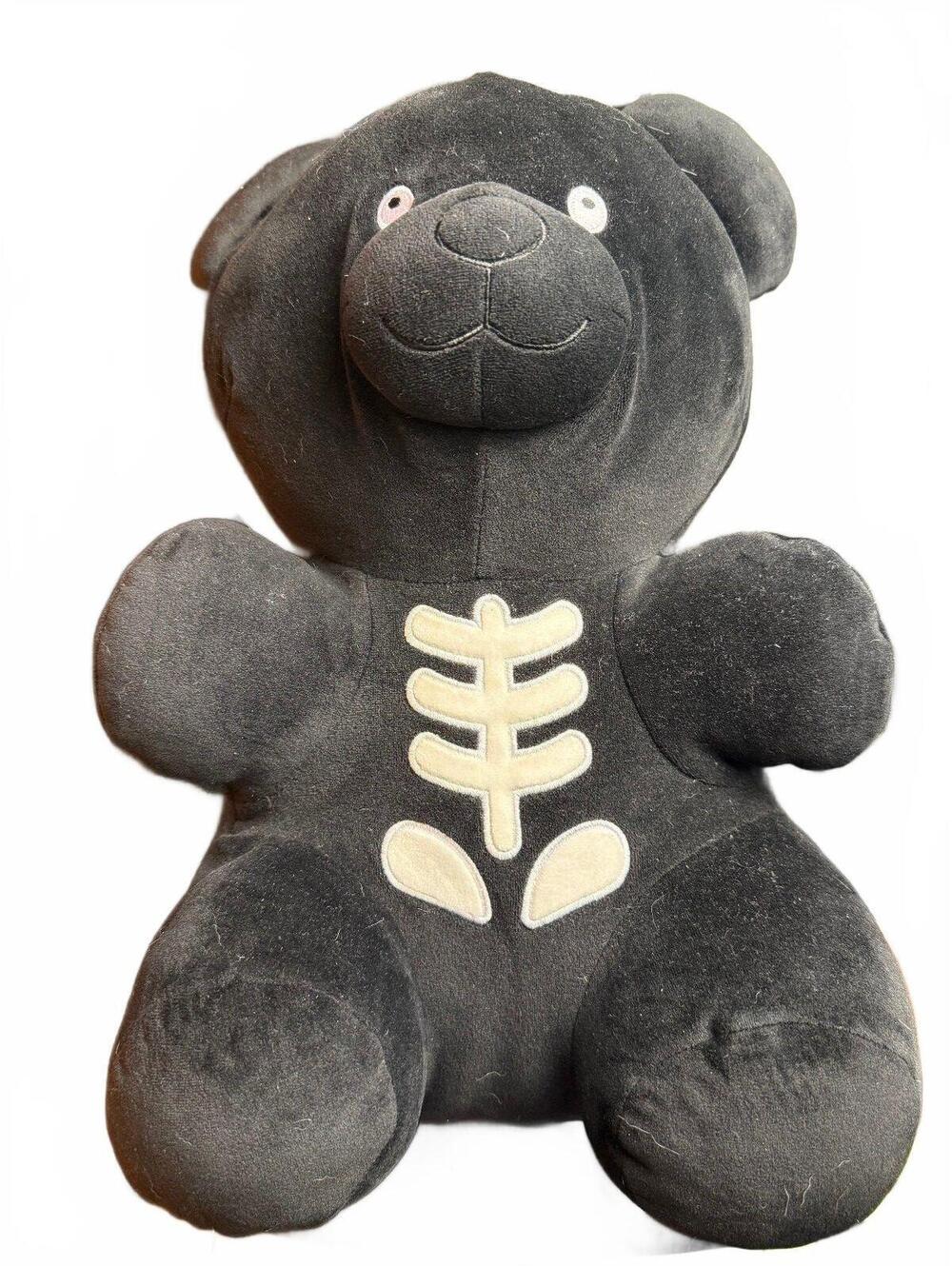 Black Plush Teddy gummy Bear skull skeleton goth punk gothic stuffed animal
